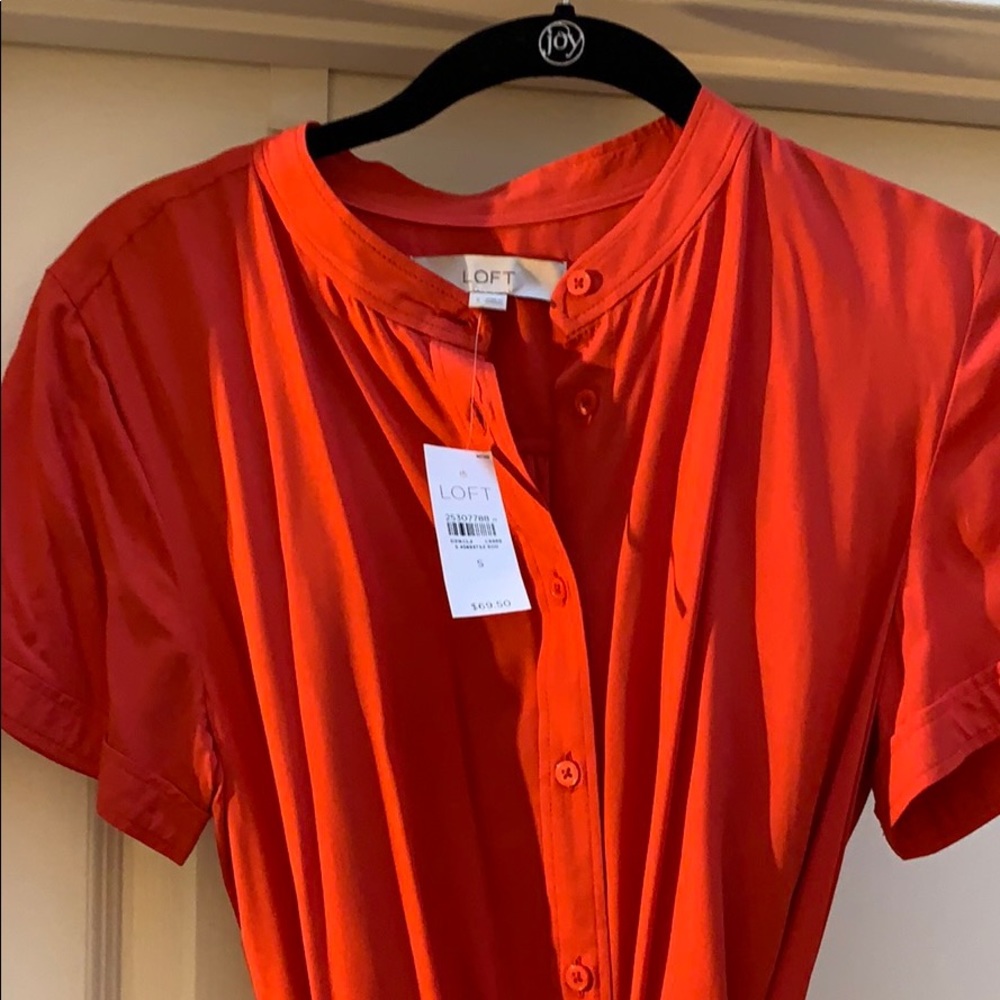 Red Belted Shirt Dress